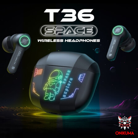 หูฟังเกมมิ่งไร้สาย Onikuma T36 มาพร้อมแสงไฟ RGB - อวกาศ_5
